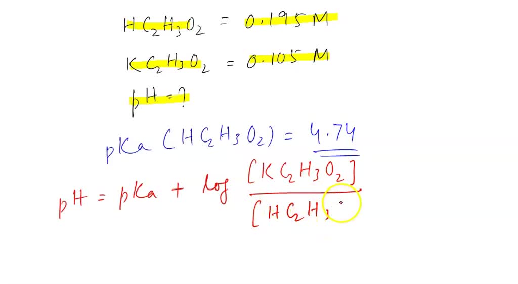 SOLVED: 10) Use the Henderson-Hasselbalch equation to determine the pH ...