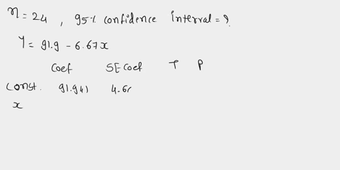 find-a-95-confidence-interval-for-the-slope-of-the-model-below-with-n-24-the-regression-equation-is-y-919-667x-predictor-coef-se-coef-constant-91941-4665-1971-0000-66722-07786-857-0000-round-71656