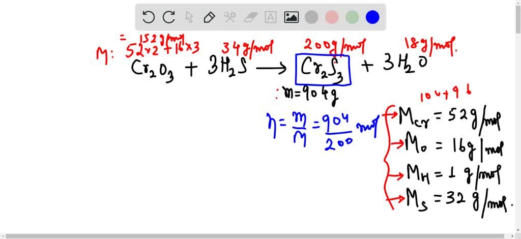 Solved: Chromium(iii) Oxide Reacts With Hydrogen Sulfide (h2s) Gas To 