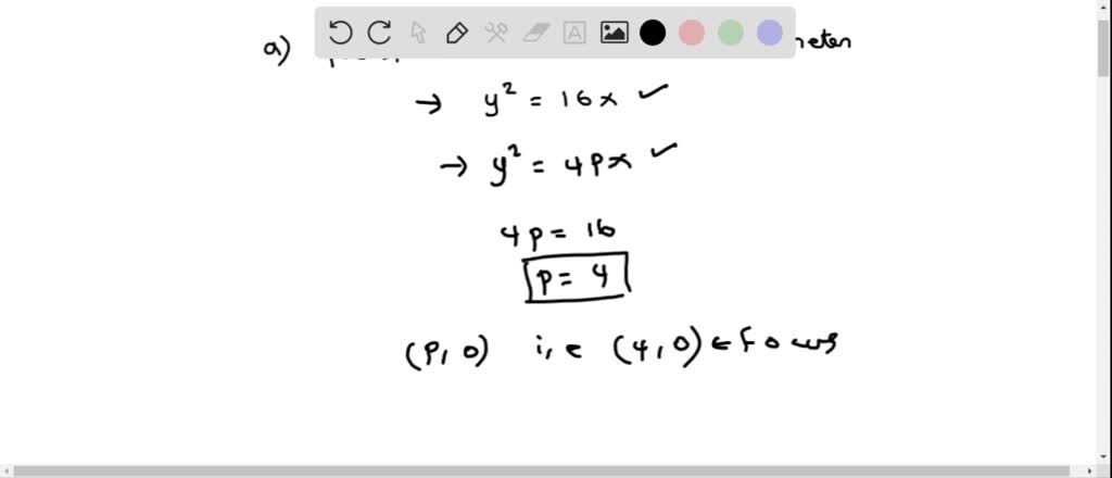 SOLVED: 2. Consider the following parabola: y2 = 16x Find the focus ...