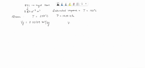 a-85l-rigid-tank-initially-contains-saturated-water-vapor-at-150c-the-tank-is-connected-by-a-valve-to-a-supply-line-that-carries-steam-at-1400kpa-and-250c-now-the-valve-is-opened-and-steam-i-22226