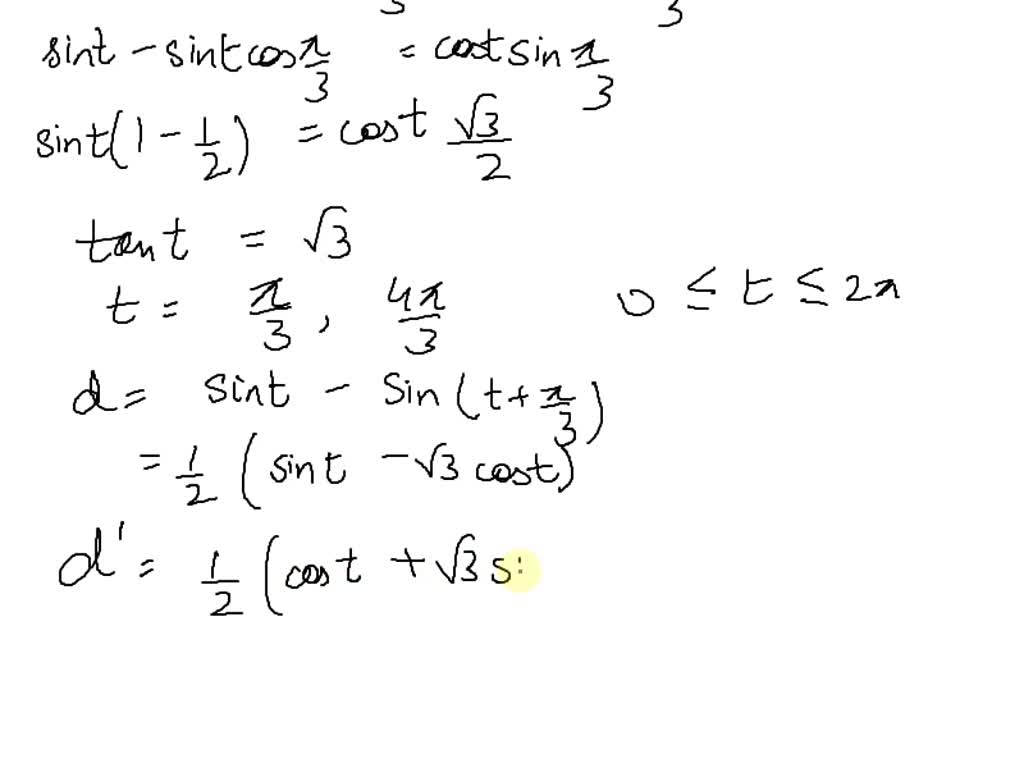 SOLVED: The positions of two particles on the s-axis are s1 = cos t and ...