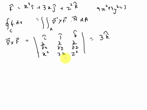 use-the-surface-integral-in-stokes-theorem-to-calculate-the-circulation-of-the-field-fxi-3xjz-k-around-the-curve-c-the-ellipse-9x2-4y2-3-in-the-xy-plane-counterclockwise-when-viewed-from-abo-30148