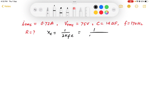 the-rms-current-in-an-rc-circuit-is-072-a-the-capacitor-in-this-circuit-has-a-capacitance-of-14-f-and-the-ac-generator-has-a-frequency-of-170-hz-and-an-rms-voltage-of-75-v-what-is-the-resist-47198