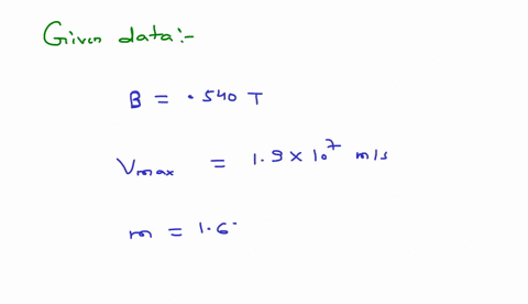 the-magnetic-field-in-a-cyclotron-used-to-produce-radioactive-tracers-is-0540-t-what-must-be-the-minimum-radius-of-the-dees-if-the-maximum-proton-speed-desired-is-190-x-107-ms-the-mass-of-a-38833