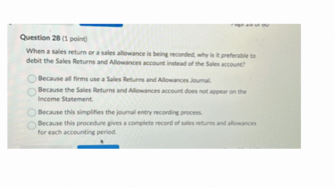 previous-page-nent-pate-page-28-of-60-question-28-1-point-when-a-sales-return-or-a-sales-allowance-is-being-recorded-why-is-it-preferable-to-debit-the-sales-returns-and-allowances-account-instead-of-t