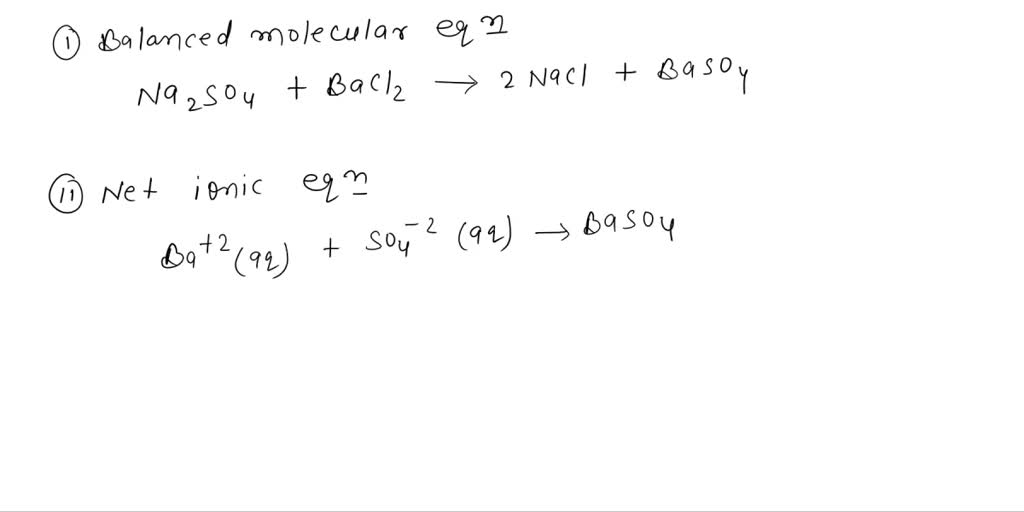 Solved Sodium Sulfate Na2so4 Reacts With Barium Chloride Bacl2 Write A Balanced Molecular 6711