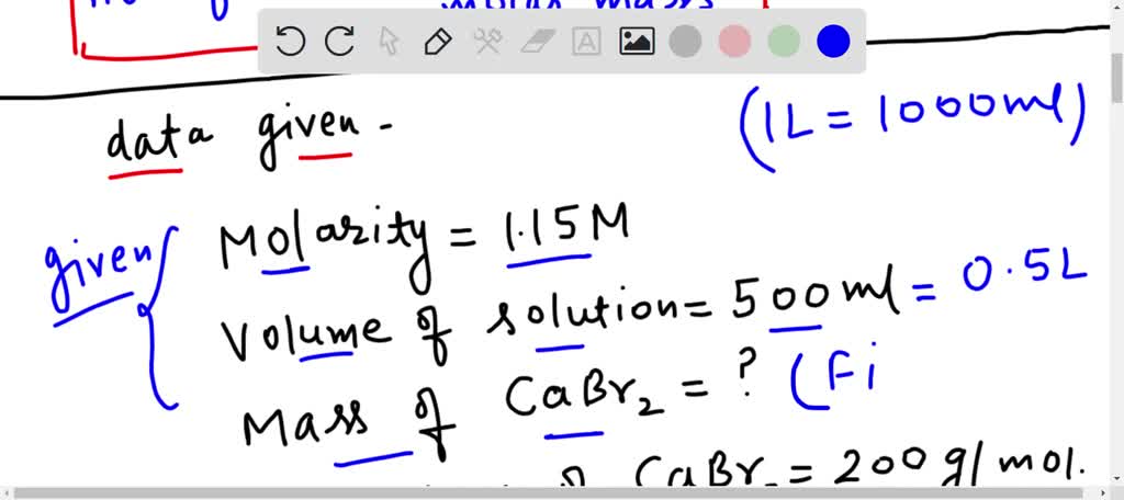 Determine the mass of CaBr2 needed to create a 500. ml solution with a ...