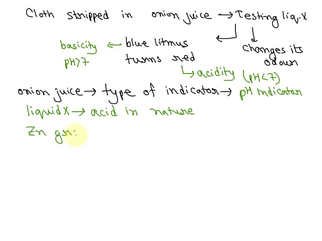 A cloth strip dipped in onion juice is used for testing a liquid 'X