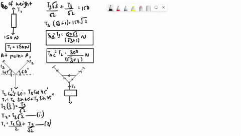 the-sack-has-weight-of-150-n-and-is-supported-by-the-six-cords-tied-together-as-shown-in-figure-222-determine-the-tension-in-each-cord-and-the-angle-0-for-equilibrium-cord-bc-is-horizontal-f-33022