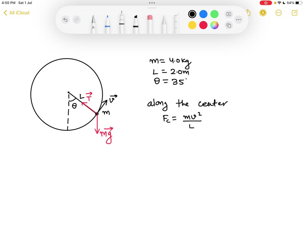 SOLVED: A 4.0 kg mass attached to the end of a string swings in a ...