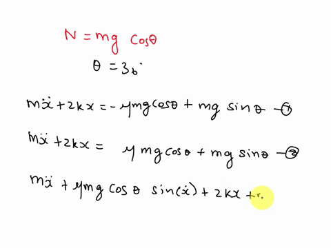problem-3-2179-the-mass-of-a-spring-mass-system-vibrates-on-a-dry-surface-inclined-at-30-to-the-horizontal-as-shown-in-fig2123-aderive-the-cquation-of-motion-b-find-the-response-of-the-syste-23911