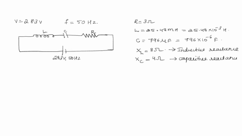 sinusoidal-voltage-of-peak-value-283v-and-frequency-50-hz-is-applied-to-a-lcr-circuit-in-which-r3-ohm-l2548-mh-and-c79610-6-f-the-inductive-resistance-8-ohm-and-capacitive-reactance-is-4-ohm-acalculat