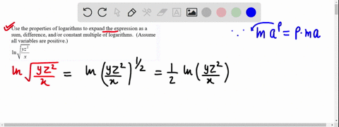use-the-properties-of-logarithms-to-expand-the-expression-as-a-sum-difference-andor-constant-multiple-of-logarithms-assume-all-variables-are-positive-in-_-70935