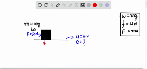 a-10kg-box-is-pushed-with-a-50-n-horizontal-force-the-coefficient-of-friction-between-the-box-and-the-ground-is-04-determine-the-acceleration-of-the-box-87944