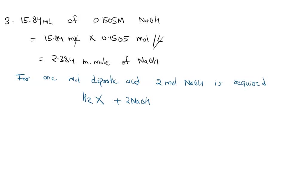 SOLVED: Calculate the molar mass of a diprotic acid, H2X, if 0.1200