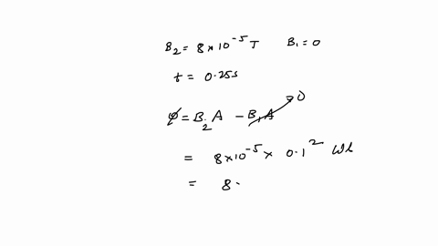 a-square-loop-ofwire-100-cm-side-moves-from-an-area-ofno-magnetic-field-b-field-0-t-to-uniform-b-field-of-800-10-5-t-downward-into-page-in-025-s-what-is-the-change-in-flux-that-the-loop-expe-94066
