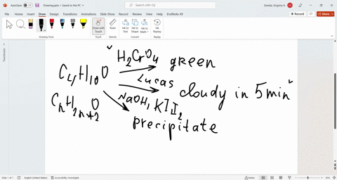 an-unknown-has-a-chemical-formula-of-c4h10o-when-chromic-acid-was-added-to-the-unknown-it-turned-green-when-the-lucas-reagent-was-added-to-a-separate-portion-of-the-unknown-it-turned-cloudy-71377