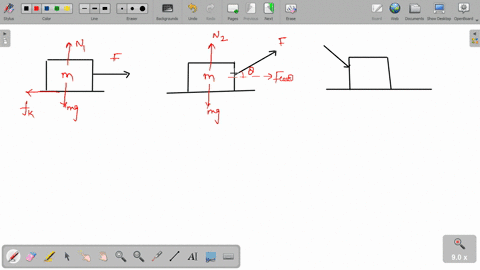 16-three-identical-blocks-are-being-pulled-or-pushed-across-a-horizontal-surface-by-force-f-as-shown-in-the-drawings-the-force-f-in-each-case-has-the-same-magnitude-rank-the-kinetic-friction-74934