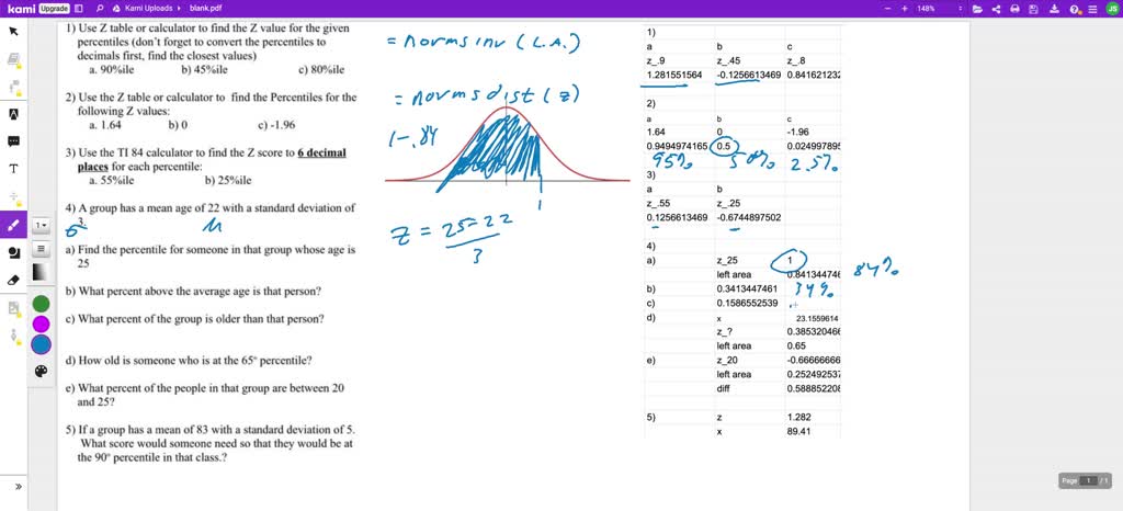 SOLVED: 1) Use Z table or calculator to find the Z value for the given