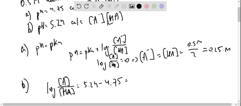 SOLVED: 1. What is acid and conjugate base concentration in 0.5M acetic ...