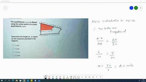 the-quadrilateral-qabcb-is-dilated-using-the-center-point-a-to-create-quadrilateral-dazfg-determine-the-length-of-dc-based-on-the-measures-provided-in-the-diagram-5-0-krits-7su086-0na-unts-3-41394