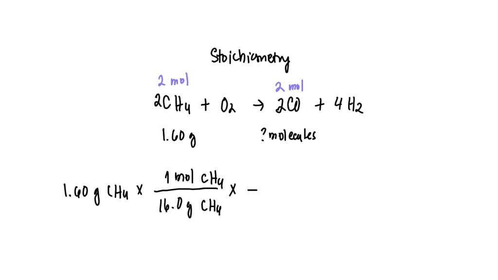 SOLVED: In the reaction 2CH4 + O2 = 2CO + 4H2, how many molecules of CO ...