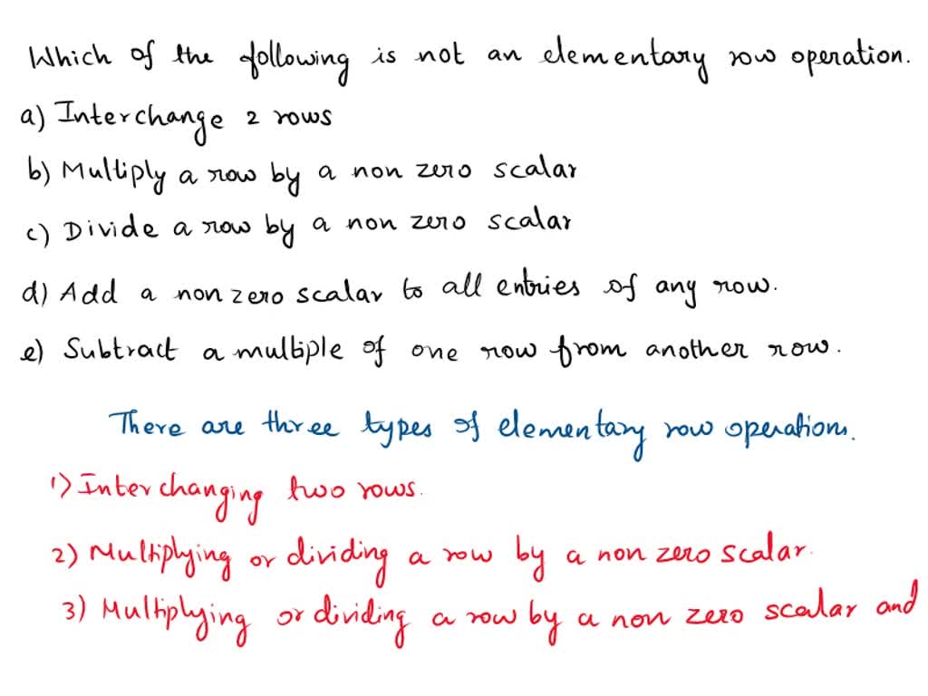 SOLVED Which one of the following is not an elementary row