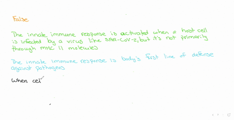 a-host-cell-infected-by-sars-cov-2-virus-will-activate-the-innate-immune-response-through-mhc-ii-molecules-group-of-answer-choices-true-false