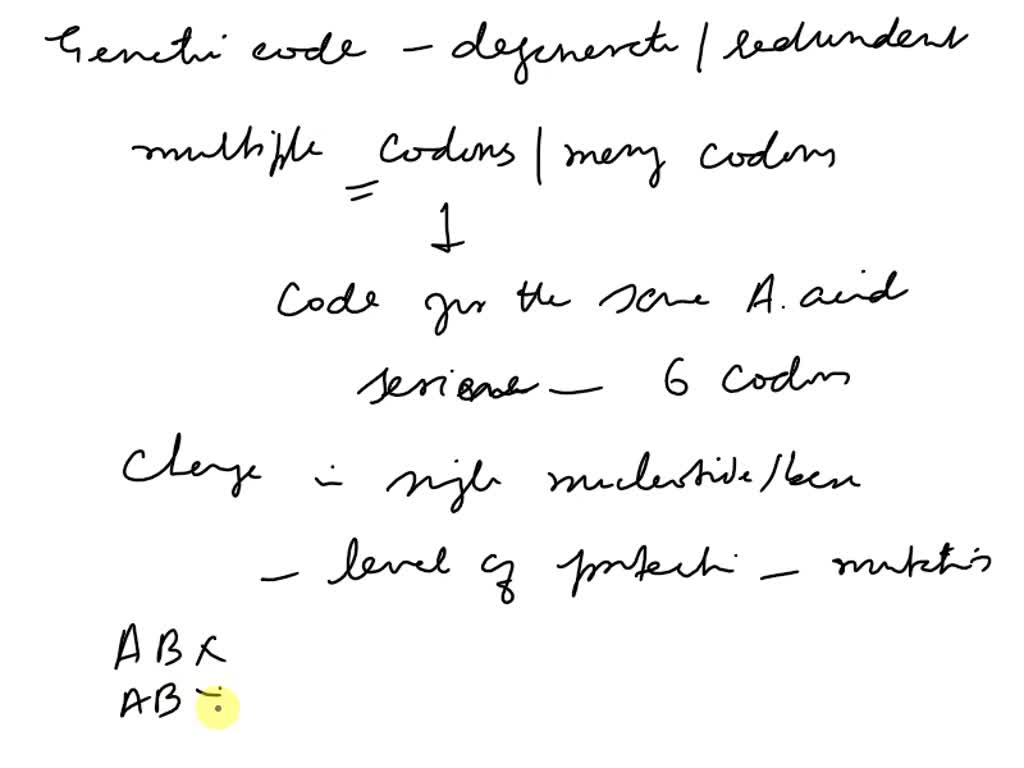 SOLVED: The genetic code is considered to be degenerate. What does this ...