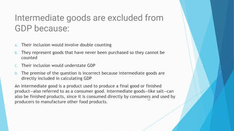 intermediate-goods-are-excluded-from-gdp-because-a-their-inclusion-would-involve-double-counting-b-they-represent-goods-that-have-never-been-purchased-so-they-cannot-be-counted-c-their-inclu-97783