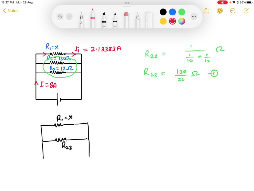 SOLVED Three resistors of 10, 12, and x ohms, respectively, are