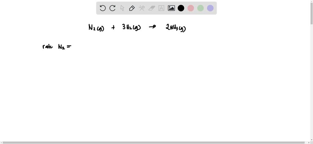 SOLVED: Consider the reaction: N2(g) + 3H2(g) → 2NH3(g) Suppose that a ...