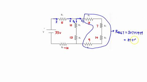 2-given-the-following-circuit-with-v-33-volts-r1-5-ohms-r2-10-ohms-r3-13-ohms-r4-3-ohms-rs-7-ohms-r6-14-ohms-rz-9-ohms-and-r8-14-ohms-what-is-the-equivalent-resistance-of-the-entire-circuit-86173