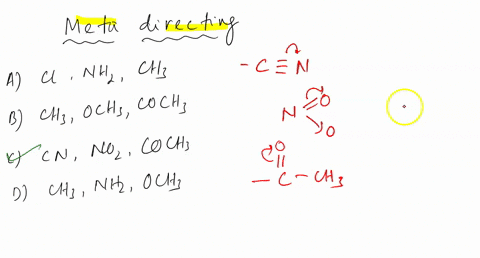 question-17-which-of-the-following-sets-of-substituents-are-all-meta-directing-in-electrophilic-substitution-reactions-aromatic-select-acil-nhz-ch3-b-ch-och3-coch3-c-cn-noz-coch3-dl-chz-nhz-02045