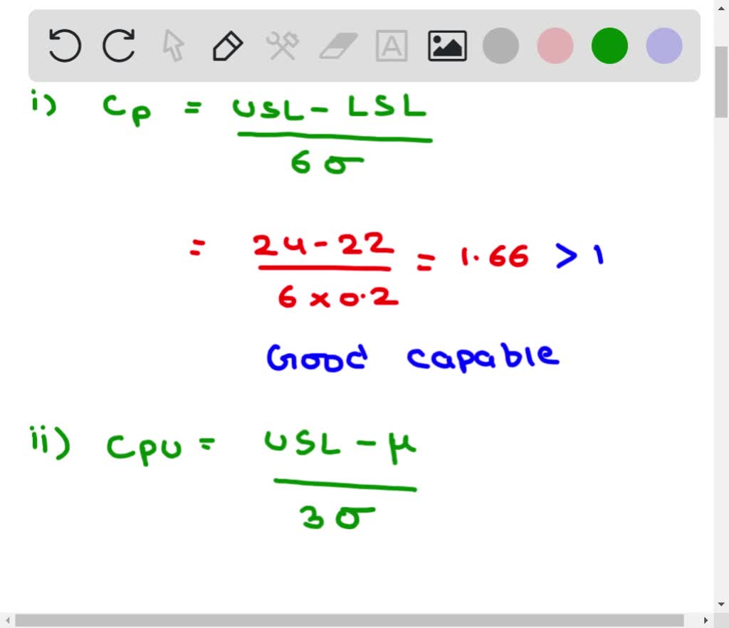 SOLVED A process is in control with mean of 50 and standard deviation
