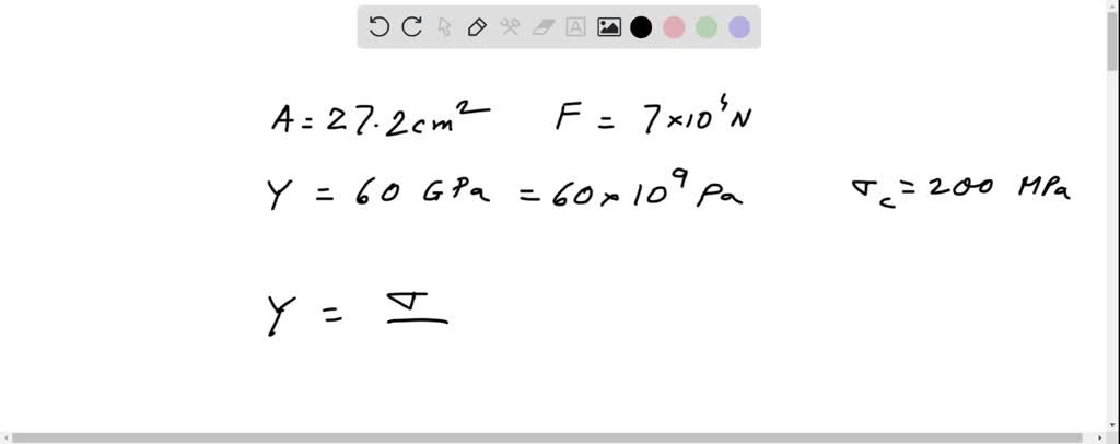 SOLVED: A marble column with cross-sectional area of 27.2 cm2 supports ...