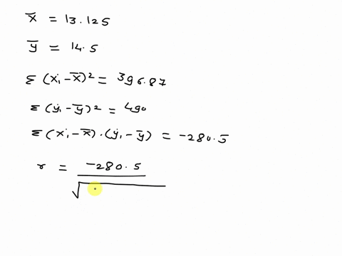 consider-the-following-sample-of-8-observations-on-x-and-yx-4-19-2-17-16-20-7-20-y-25-22-19-14-3-4-20-9-a-determine-the-coefficient-of-correlation-between-y-and-x-b-determine-the-coefficient-38348