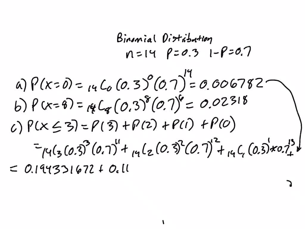 SOLVED: Consider A Binomial Experiment With N=14 With And P= 0.3. A ...