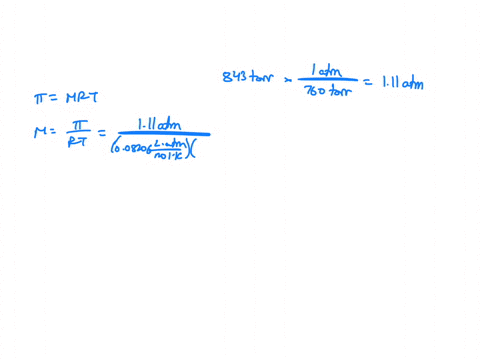 a-0500-g-sample-a-non-electrolyte-is-dissolved-in-water-to-give-250-ml-of-solution-the-osmotic-pressure-if-found-to-be-843-torr-at-298-k-what-is-the-molar-mass-gmol-of-the-samplea-527-gmolb-27871