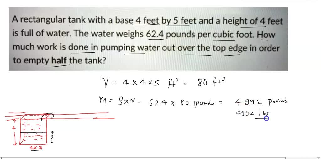 solved-a-rectangular-tank-with-a-base-4-feet-by-5-feet-and-a-height-of-4-feet-is-full-of-water