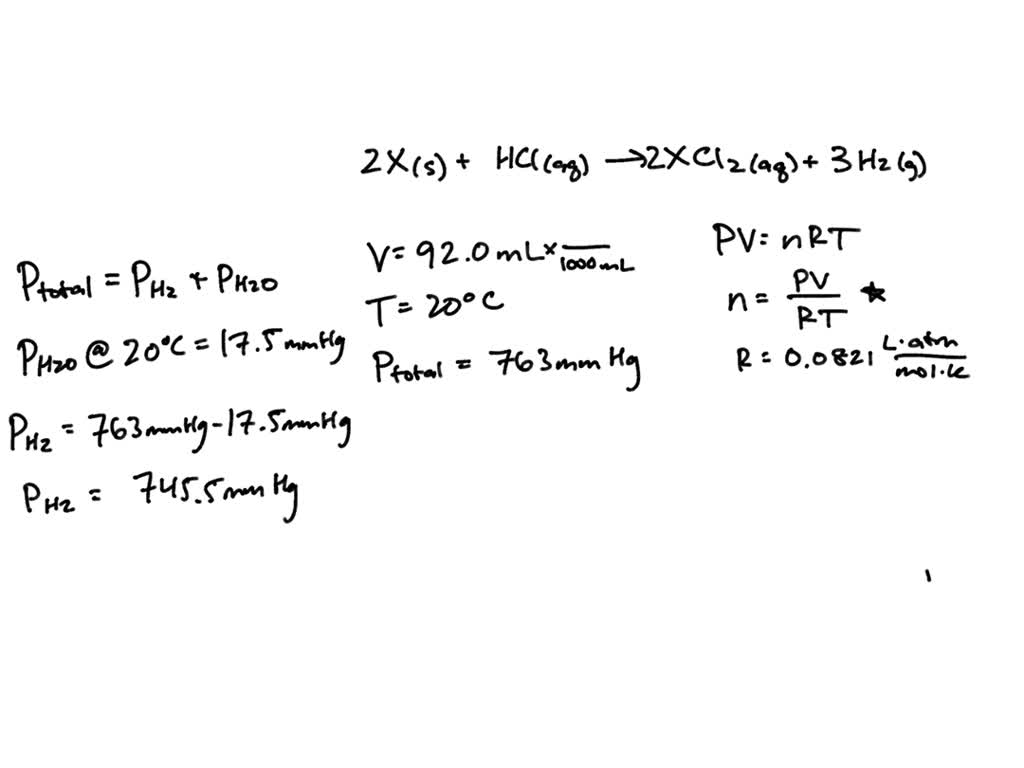 SOLVED: '2A 0.130-g sample of an unknown metal X) reacted with ...