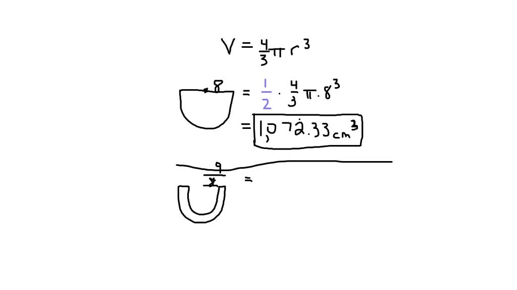 SOLVED a. The internal radius of a hollow wooden hemisphere is 8 cm and it is uniformly 1 cm