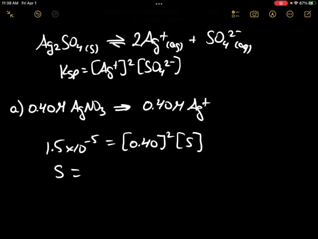 SOLVED: Calculate the solubility values of Ag2SO4 salt, which has a ...