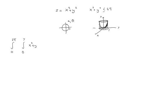 use-polar-coordinates-to-find-the-volume-of-the-given-solid_-under-the-paraboloid-2-x2-y2-and-above-the-disk-x2-y2-49-64664