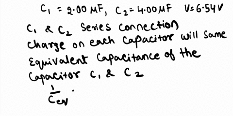 a-200-f-and-a-400-f-capacitor-are-connected-in-series-across-an-654-v-dc-source-what-is-the-charge-in-10-6-c-on-the-200-f-capacitor-63912