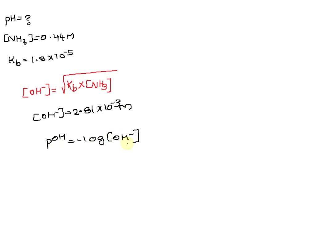 SOLVED: Consider a solution of 0.44 M NH3 (Kb = 1.8×10-5). Decide if each  of the following is a major or minor species in the solution. major minor  OH− major minor NH3