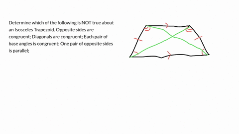 determine-which-of-the-following-is-not-true-about-an-isosceles-trapezoid-opposite-sides-are-congruent-diagonals-are-congruent-each-pair-of-base-angles-is-congruent-one-pair-of-opposite-sides-is-paral
