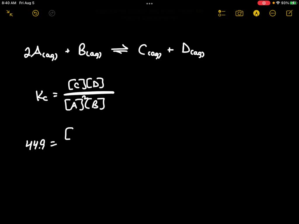 Solved Consider The Endothermic Reaction A G B G C G The Kc Value Is 0 68 And The