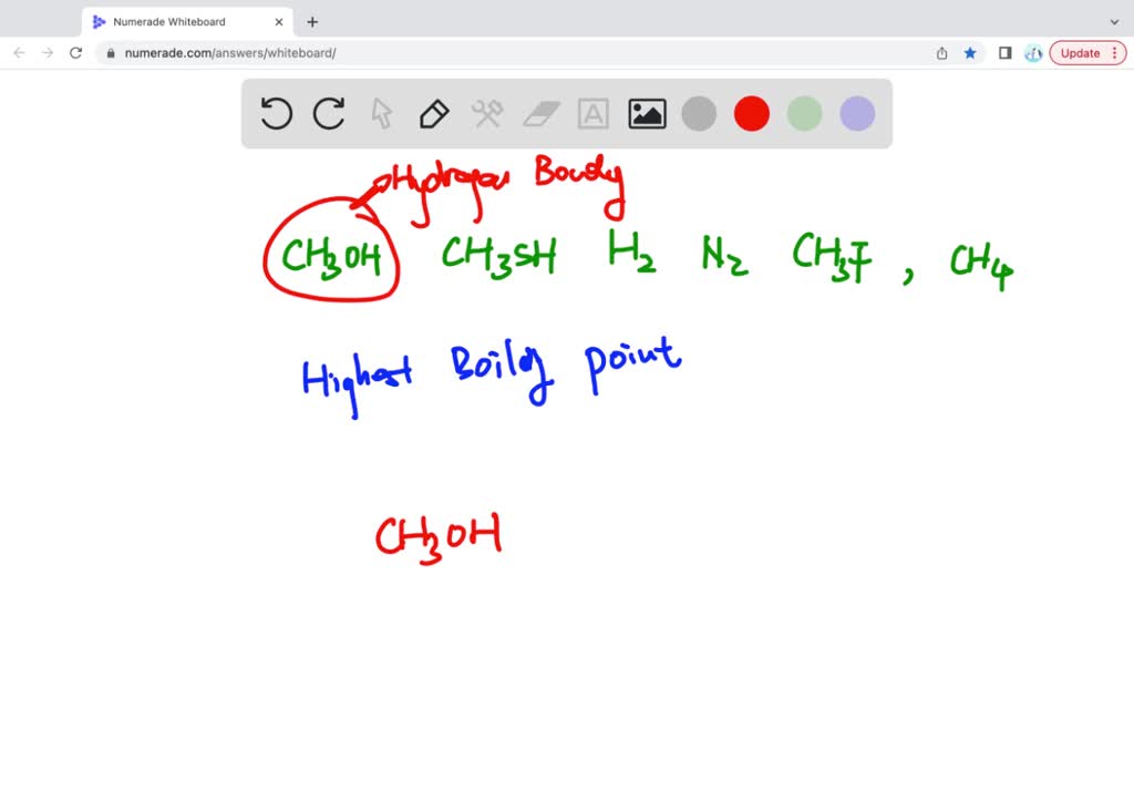 SOLVED Select the compound with the higher vapor pressure. CH3OH CH3SH